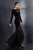 Cristallini - SKA607 Velvet Bateau Lace Trumpet Dress In Black