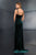 Cristallini - SKA618 Pleated Velvet High Slit Gown In Green