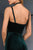 Cristallini - SKA618 Pleated Velvet High Slit Gown In Green
