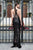 Cristallini - SKA739 Sequined Scroll Motif Illusion Sheath Gown In Black