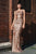 Cristallini - SKA739 Sequined Scroll Motif Illusion Sheath Gown In Gold