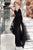 Cristallini - SKA823 Sleeveless Beaded Lace High Slit Tulle Gown In Black