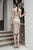 Cristallini - SKA825 Lace Cap Sleeve Knee Length Sheath Dress In Silver and Black
