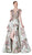 Cinderella Divine - CS028 Beaded Plunging V-Neck Gown with Slit In Green and Pink