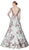 Cinderella Divine - CS028 Beaded Plunging V-Neck Gown with Slit In Green and Pink