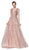 Cinderella Divine - CS029 Sequin Embellished Plunging V-Neck Gown In Pink and Gold
