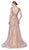 Cinderella Divine - CS029 Sequin Embellished Plunging V-Neck Gown In Pink and Gold