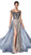 Cinderella Divine - CS030 Bead Embellished Evening Dress In Blue and Neutral