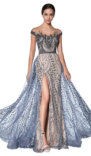 Cinderella Divine - Bead Embellished Evening Dress CS030 In Blue and Neutral