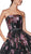 Cinderella Divine - CS031 Strapless Floral Evening Gown In Black and Purple