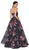 Cinderella Divine - CS031 Strapless Floral Evening Gown In Black and Purple