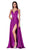 Cinderella Divine - CS034 Plunging V-neck A-line Gown With Train In Purple