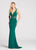Ellie Wilde - EW118085 Geometric Illusion Paneled Sheath Gown In Green