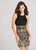 Ellie Wilde - EW21821S Gold Embroidered Fitted Cocktail Dress in Black and Gold