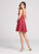Ellie Wilde - EW21882S Beaded Lace Plunging V-Neck Cocktail Dress In Red