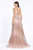 Cinderella Divine - CW767 Lace Deep V-neck A-line Gown With Open Back In Pink