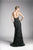 Cinderella Divine - CZ0012 Embellished Deep V-neck Trumpet Dress In Black