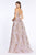 Cinderella Divine - CZ0016 Glitter Print Deep V-neck Ballgown In Pink