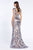 Cinderella Divine - CZ0017 Sequined Lace Deep V-neck Trumpet Dress In Pink and Silver