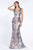 Cinderella Divine - CZ0017 Sequined Lace Deep V-neck Trumpet Dress In Pink and Silver