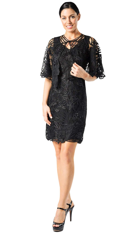 Soulmates - D1107 Rose Flower Cape with Short Dress