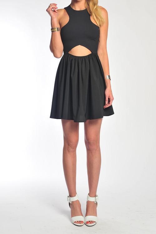 Donna Mizani - Racer Front Cut Out Flounce Dress In Black