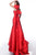 Jovani - 62463 One Shoulder Sleeveless Evening Gown with Bow Accent In Red