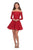 La Femme - 28175 Lace Long Sleeve Off-Shoulder A-line Dress In Red