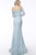 Jovani - JVN68602 Lace Off-Shoulder Trumpet Dress In Blue