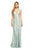 Tadashi Shoji - Sequined Plunging Halter Dress In Blue