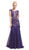 Cinderella Divine - Floral Embroidered Cap Sleeves Trumpet Dress in Purple