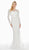 Ashley Lauren - 1445 Sequin Embellished Illusion Jewel Dress In White