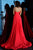 Jovani - 68641 Strapless Ruched Dress With Overskirt and Train In Red