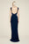 Tadashi Shoji - Laced Side Bodice Backless Column Gown In Blue