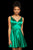 Sherri Hill - 53081 Sleeveless V-Neck Scoop Back A-Line Short Dress In Green