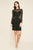 Tadashi Shoji - Long Sleeve Illusion Lace Banded Bustier Dress In Black and Neutral