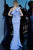 Jovani - 1307 One Shoulder Ruffle Neckline Sheath Long Dress In Blue