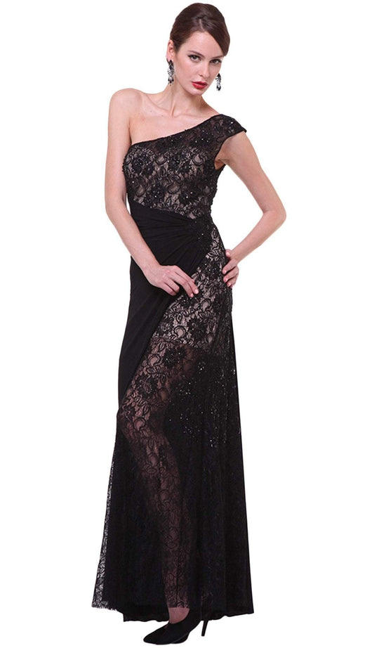 Asymmetric Lace Sheath Evening Dress
