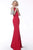 Jovani - JVN63407 Halter Neck Trumpet Dress With Train In Red
