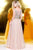 Shail K - Embroidered and Beaded Illusion Jewel Neck Tulle A-line Dress 4065 In Pink