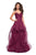La Femme - 27223 Ruched Surplice Bodice Cascading Tulle Gown In Red