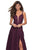 La Femme - 27612 Strappy Plunging V-Neck Gown with Slit In Purple
