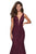 La Femme - 27464 Deep V-neck Stretch Lace Trumpet Dress