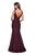 La Femme - 27464 Deep V-neck Stretch Lace Trumpet Dress In Purple