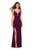 La Femme - 27072 Plunging Strappy Back High Slit Gown  In Red
