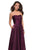 La Femme - 27130 Strapless Ruched Bodice Two Tone Satin A-Line Gown In Red and Purple