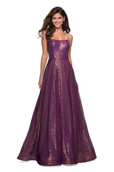 La Femme - 27296 Sequined Sweetheart Tulle A-line Dress In Purple
