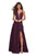 La Femme - 27612 Strappy Plunging V-Neck Gown with Slit In Purple
