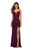 La Femme - 27564 Plunging Sweetheart Ruched High Slit Gown In Red