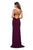 La Femme - 27564 Plunging Sweetheart Ruched High Slit Gown In Red